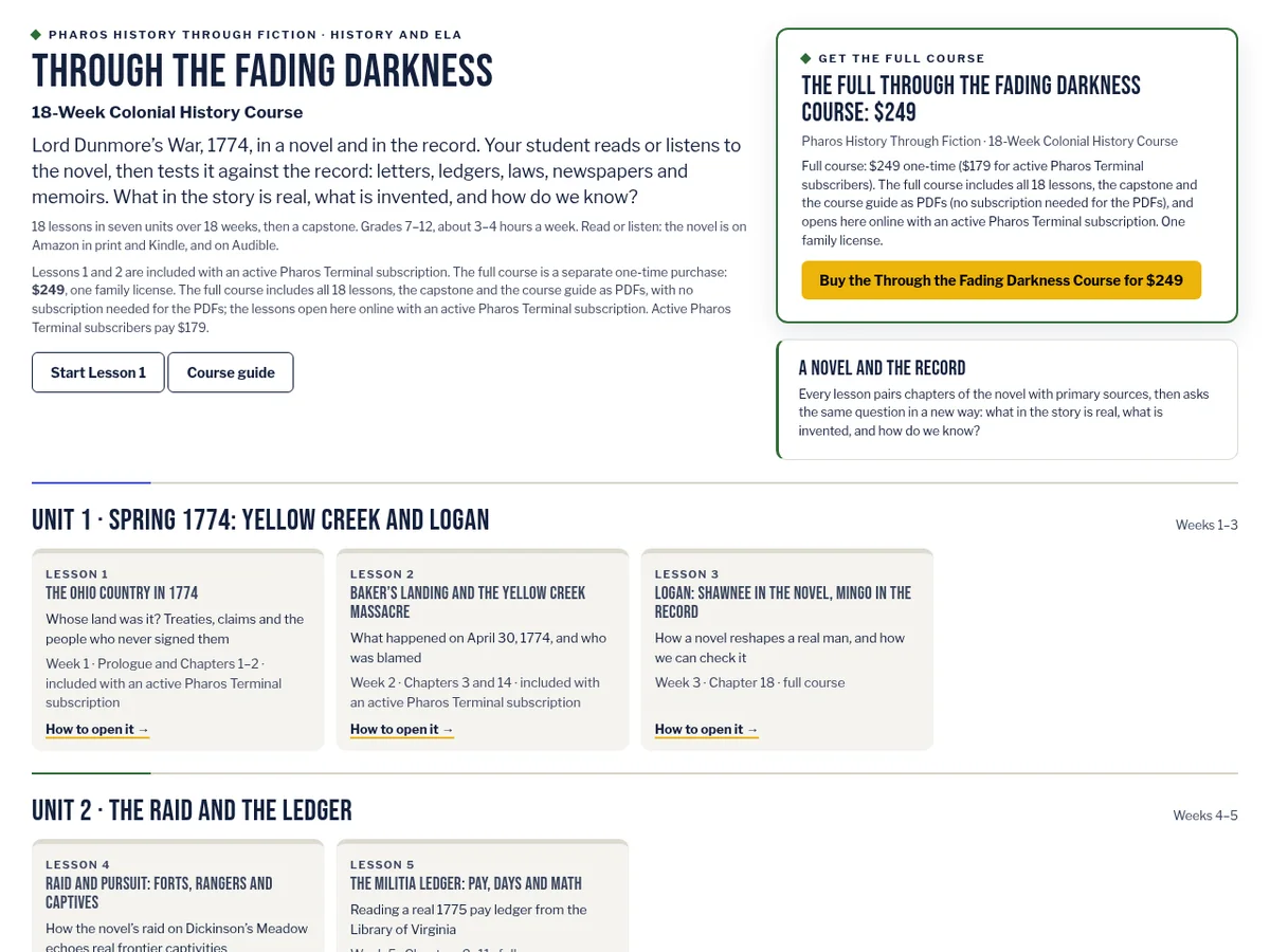 The Through the Fading Darkness course in Pharos Terminal.